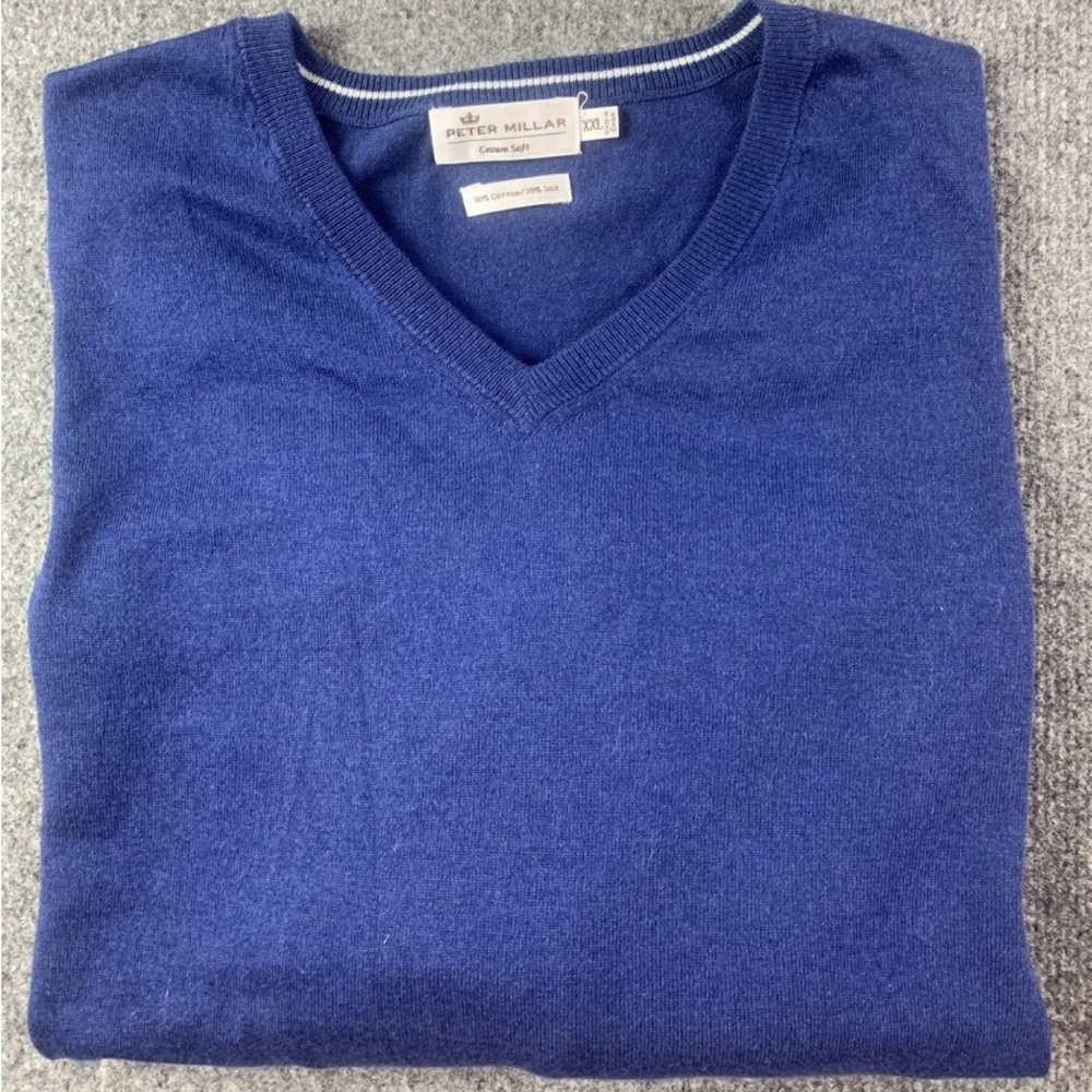 Peter Millar Crown Soft Mens
Cotton/Silk L/S V Neck Golf Sweater Sz 2XL NWOT